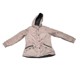 NWOT Snobbish Women's Large Reversible Pink puffer jacket cinch waist Feminine
